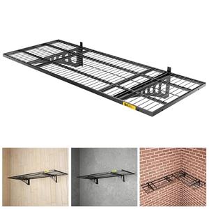Brukid 1.64x4ft Adjustable Rail Wall Garage Storage Shelf, for Tool Room, Storage Room, Store Supermarket Wall Storage Shelving Rack (1 Pack-Black)