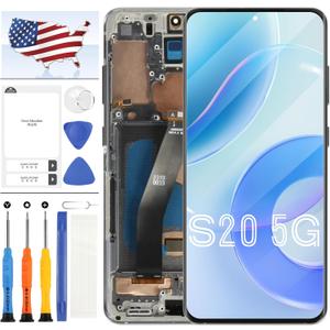 OLED for Samsung Galaxy S20 5G Screen Replacement SM-G981 SM-G981F SM-G981U LCD Display Digitizer Screen Touch Repair Kit with Frame(with Fingerprint Function,Not for 4G) (Gray)