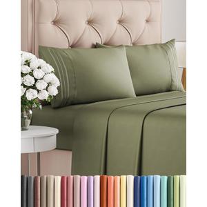 CGK Linens Queen Size 4 Piece Sheet Set - Comfy Breathable & Cooling Bed Sheets Set - Hotel Luxury Bedding for Women, Men, Kids, Teens, Boys & Girls - Deep Pockets, Soft and Wrinkle Free - Oeko-Tex - Sage Green