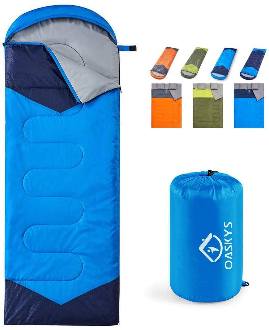 oaskys Camping Sleeping Bag - 3 Season Warm & Cool Weather - Summer Spring Fall Lightweight Waterproof for Adults Kids - Camping Gear Equipment, Traveling, and Outdoors