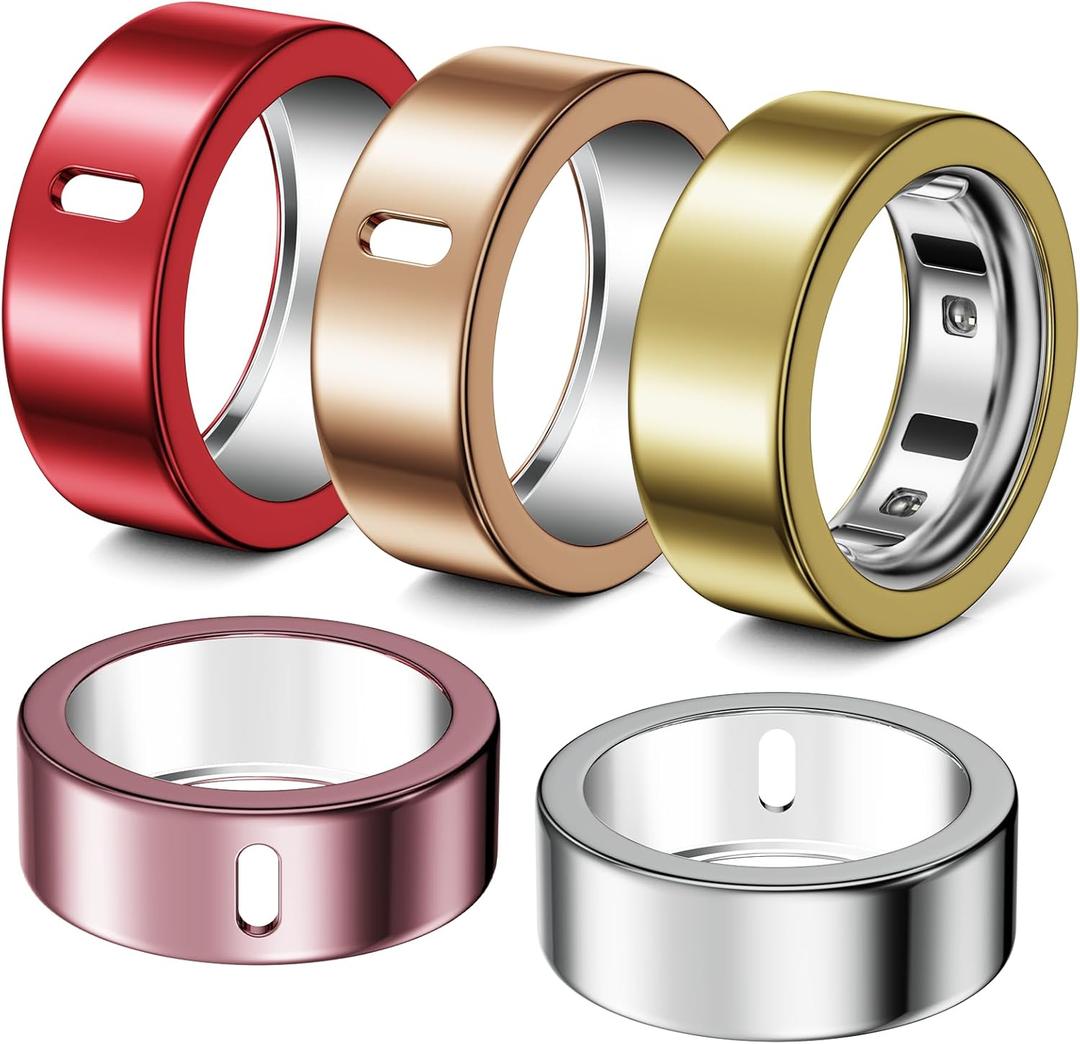 5 Pack Ring Cover Compatible with Oura Ring Gen 4/Oura Ring Gen 3 Horizon/Heritage, Abrasion-Resistant TPU Case for Oura Ring Protector Accessories for Oura Size 10 (Silver+Gold+RoseGold+Pink+Red)