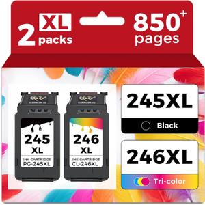 245XL 246XL Ink Cartridge Replacement for Canon 245 246 PG245 CL246 XL MX490 TR4520 MG2522 TR4500 TR4522 TS3322 TS3122 TS3300 MX492 TS3320 TS3100 MG2500 MG2520 MG2525 (PG245xl Black,CL246xl Tri-color)