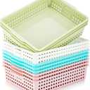 Briwooody 12 Pack Extra Large Plastic Storage Baskets Bins for Classroom Organization Colorful Containers A4 Papers Trays for Pencils Arts Crafts Office School Suppliers, 13.98 x 10.43 x 3.15