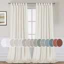 H.VERSAILTEX Linen Curtains Natural Linen Blended Tab Top Window Treatments Panels Drapes for Living Room / Bedroom, Elegant Energy Efficient Light Filtering Curtains (Set of 2, 52in x 96in, Ivory)