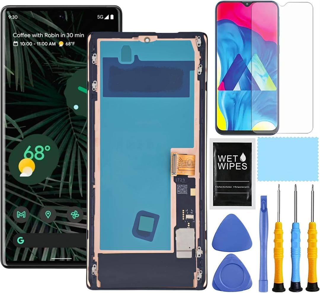 Amoled for Google Pixel 6 Pro Screen Replacement with Frame for Pixel 6 Pro Screen Replacement G8VOU GLUOG LCD Display digitizer Touch Screen Assembly with Repair Part Tools 6.7 (Black)