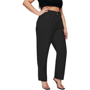 Plus Size Women Harem Ankle Jeans White and Black Color Curve Spring Summer 26W Mom Capri Pants (Plus-Size, 6XL, Black)