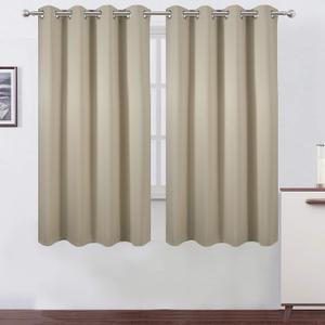 LEMOMO Beige Thermal Blackout Curtains/52 x 63 Inch/Set of 2 Panels Room Darkening Curtains for Bedroom