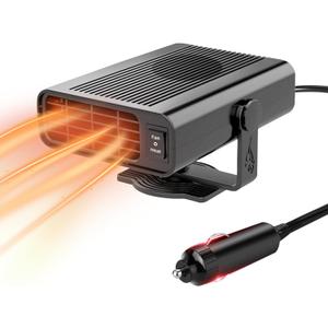 Car Heater, 12 Volt Cigarette Lighter Portable Heaters, Defroster for Car Windshield, 200W Fast Heating and Cooling Plug in Heater Fan and Defrosters for All Vehicles(Black)