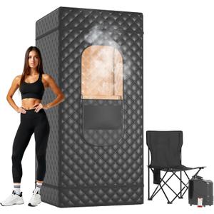 Amopatio Portable Steam Sauna Box, Portable Sauna for Home, Personal SPA Sauna Tent for Health, Rapid Heating Home Sauna with 3L Steamer, Folding Sauna Chair, 31"x31"x70.5", Black