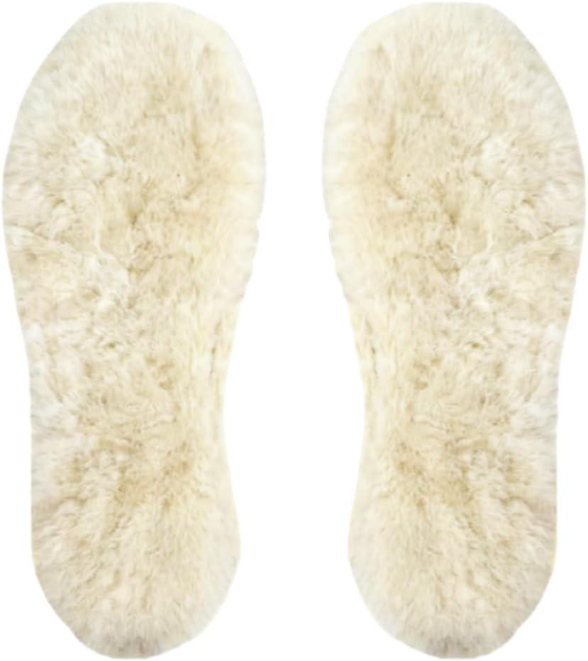 Sheepskin Insoles, Genuine Thick Warm Wool Insert for Women Men, Warm Fleece Wool Insoles, Replacement Sheepskin Soles for Shoes Boots Slippers (Women 7.5 /Men 6.5)