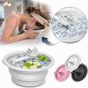 Face Ice Bath Bowl Silicone with Breather Tubes (White) | Silicone Breather Tubes, Cold Plunge Puffiness Relief, Migraine & Sinus Ice Therapy, Portable Face Tub, Red Light Compatible