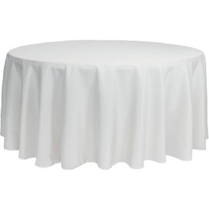 YOUR CHAIR COVERS - 132 Inch Round Premium Polyester Tablecloth - White, Linen Table Cloth for Standard Round Tables