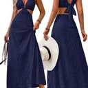 SKAYS Women's Summer Strap Texture Hollow Out Sleeveless Boho Maxi Flowy Casual Vacation Dress XL