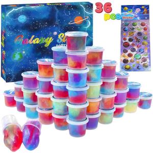 36 Packs Galaxy Slime Cups for Party FavorsSensory Toys for Stress ReliefNon-Sticky & Non-Toxic,Birthday Halloween, Classroom Reward