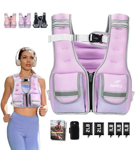 Adjustable Weighted Vest Woman Men 17-24lb Vest with 5 Ironsand Weights, Body Weight Vest Weighted Vest Women Adjustable Weights for walking Running Strength Training Workout Purple