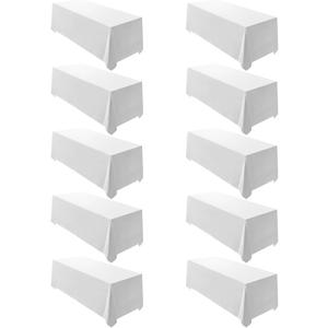 Surmente 10 Pack White Rectangle Tablecloth 90 x 132-inch Rectangular Polyester Table Cloth for Weddings, Banquets, or Restaurants (90x132 in, 10 Pack)