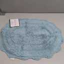 Chardin home Aqua Blue Crochet Bathrug, 100% Cotton Oval bathmat with artisanally Handcrafted Crochet Border, 17x24 Inch Oval tubmat, Small Rug, Perfect for Half Baths, Powder Rooms, bathrooms