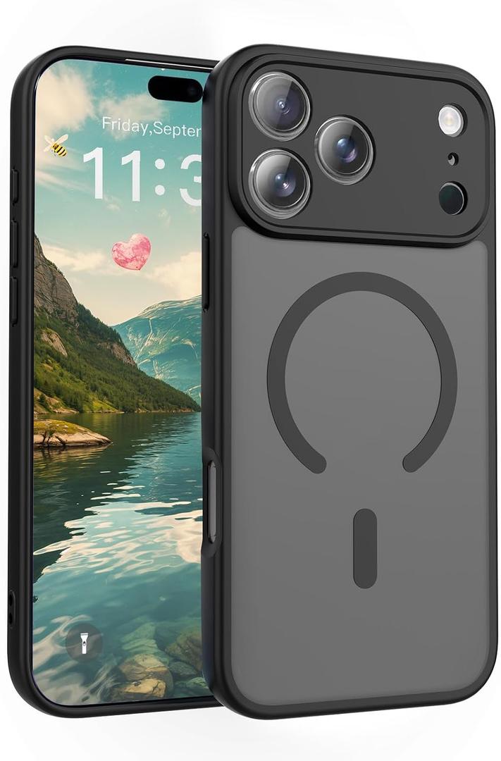 2 x Phone Case for iPhone 17 Pro Max, with Magsafe, Upgraded Full Camera Protection, Military-Grade Shockproof Protective, for Apple Phone Case for iPhone 17 Pro Max(6.9") Black
