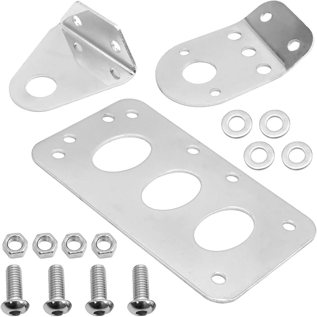 Hoypeyfiy Motorcycle Side Mount License Plate Bracket Replacement for Harley Davidson Replacement for Bobber Replacement for Chopper Replacement for Yamaha Replacement for Suzuki Black/Chrome (Chrome)