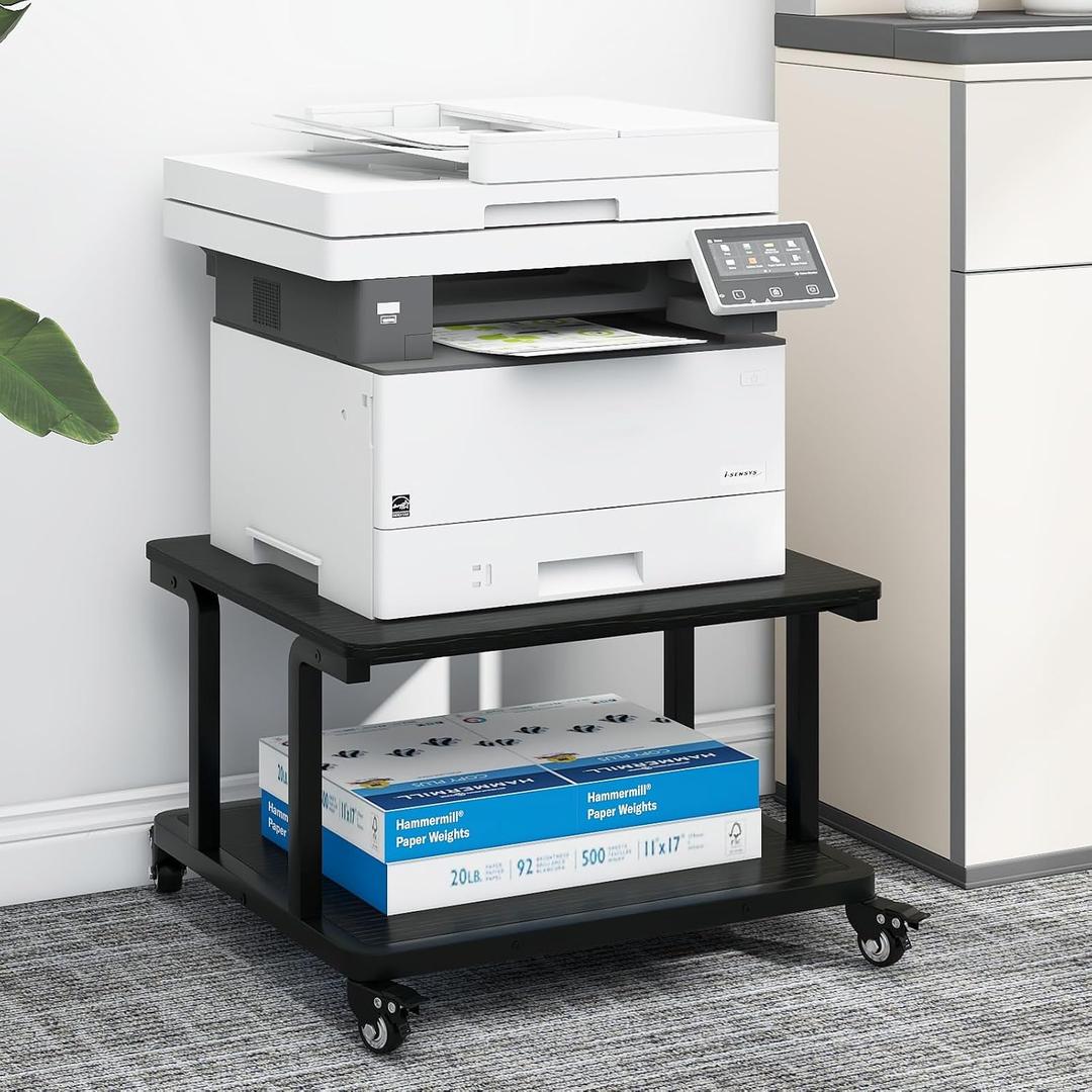 Natwind 2 Tier Laser Printer Stand,24''x20'' Under Desk Printer Cart, Black