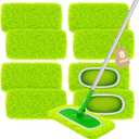 8 Pack Chenille Mop Refill Pads, Reusable Microfiber Mop Pads for 10''12'' Flat Mops, Washable Dry& Wet Pads Refill for Hardwood, Tile, Compatible with Swiffer Sweeper