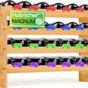 NutriChef Bamboo Modular Wine Rack for Magnum Size Wine Bottles (4 Diameter) - 24 Bottle 4-Tier 2 Cross Compatible Stackable Wine Rack Systems