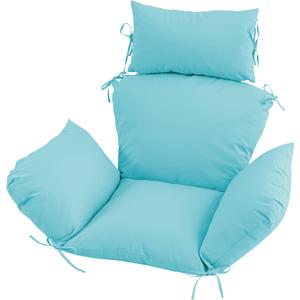 Outdoor Egg Chair Cushion with 8 Securing Straps, Water-Repellent & Fade-Resistant, Removable Cover, Replacement Cushion for Most Single Hanging Swing Egg Chairs Light Blue