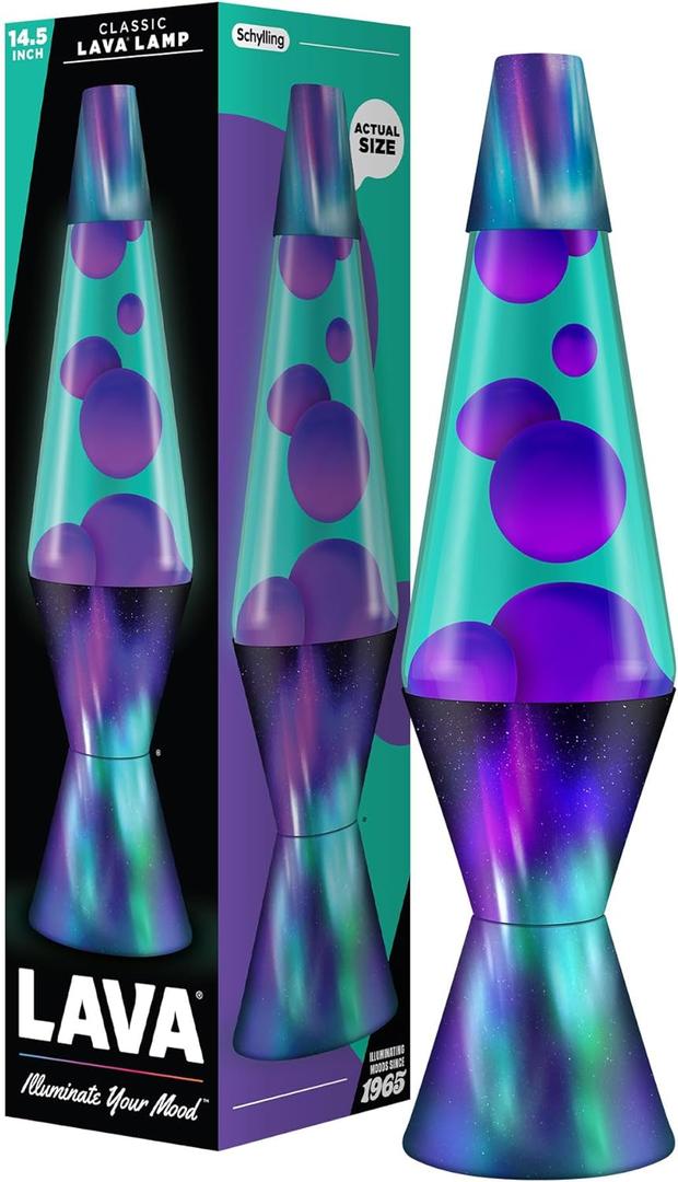 The Original Lava Lamp - 14.5" Aurora Borealis Classic Liquid Motion Lamp - Purple Wax and Blue Liquid 