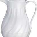 Winco 42oz Insulated Beverage Server, Push Button, White Swirl