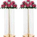 Set of 10 Luxury Crystal Metal Flower Stand - 35.4inch Tall Wedding Centerpieces for Tables, Parties, Wedding Waypoints, Home Decor (Gold,10pcs)
