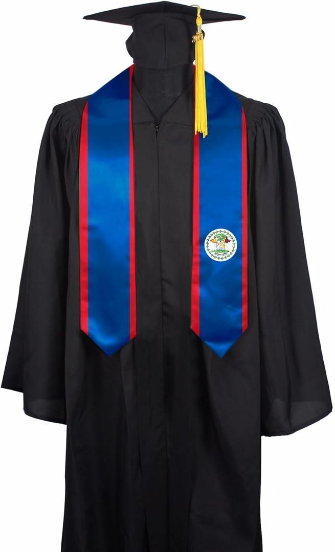 Belize Flag Graduation Stole Sash,Belize Flag Graduation Shawl Sash Stole Wraps Scarf For International Study Pride Women Men