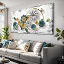 Abstract Wall Art For Living Room Large Size blue chrysanthemum Canvas Wall Art Abstract 24"x48"Wall Decor Abstract Art Paintings Fantasy Colorful on White Background Modern Artwork Decor for Bedroom Bathroom