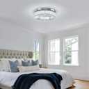 16.5" Crystal Chandelier LED Modern Flush Mount Ceiling Light Fixtures Round Ring Luxury Large Chandelier for Living Room Bedroom Dining Room Entrance (Cool white-16.5")
