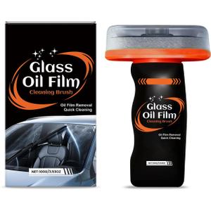 Oil Film Cleaning Brush for Car Windshield, 100g Glass Oil Film Remover with Reusable Cleaning Board, Removes Smudges & Water Spots, Anti-Fog for Safe Driving & Rainproof Prep