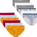 12 Piece Hanes girls Cotton Stretch Underwear (16, Purple, Periwinkle, Grey, White, Floral Prints)