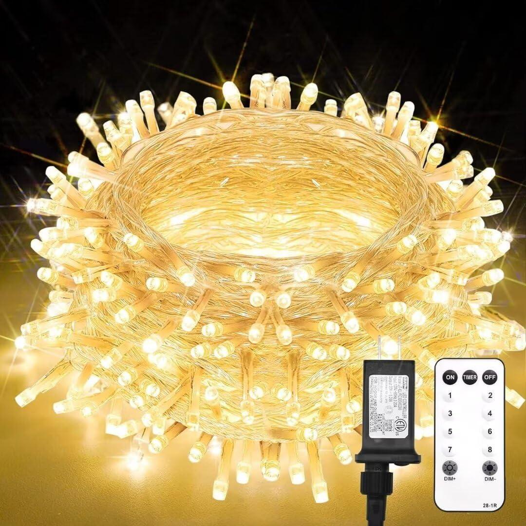 suddus Indoor String Lights with Remote, Warm White Fairy String Lights Plug in with Timer, 33FT 100 LED Twinkle Christmas Lights for Bedroom Tree Patio Garden Party Spring Outdoor Decoration