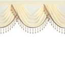 VOGOL Retro Brown Waterfall Valance Curtains, 79 Inches Wide Vintage Light Filtering Sheer Valances for Wedding Cafe Home Decor, 1 Panel Soft Touch Silky Drape with Tassels