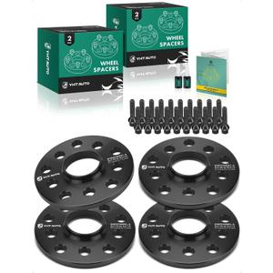 YHTAUTO 5x100/5x112mm Hub Centric Wheel Spacers 10 mm Compatible with Audi, Volkswagen Models, A4, TT, Jetta, Passat, Golf Tire Spacers w/ M14x1.5 Studs, 57.1mm Hub Bore 5 Lug 4PCS Black