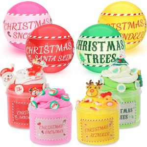 2 x Christmas Stocking Stuffers for Kids - 4 Pre-Filled Slime Balls - Christmas Slime Kit, DIY Xmas Gifts Party Favors & Classroom Rewards Non-Toxic Sensory Toys for Teens Girls Boys 4-12
