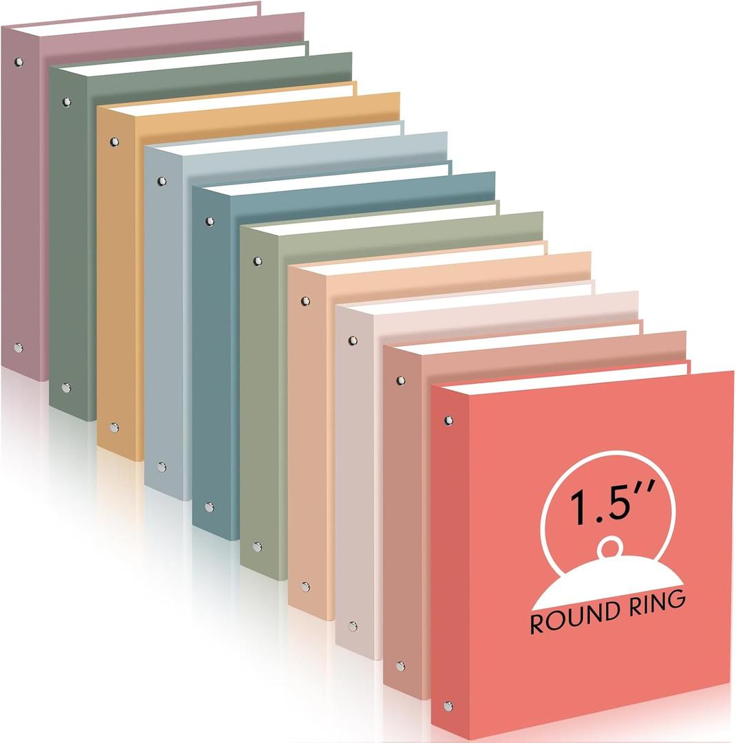 Ctosree 10 Pack 3 Ring Binder with 2 Pockets, 1.5'', Vintage Color