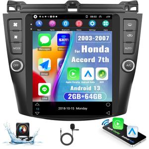 2G+64G for Honda Accord 2003 2004 2005 2006 2007 Radio Android 13 Car Stereo Wireless Carplay Android Auto, 9.7" Vertical Touchscreen Bluetooth GPS Navigation Hi-Fi WiFi FM SWC +Backup Camera Mic