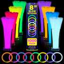 YixangDD 1000 PCS Ultra Bright Glow Sticks, 8 Inch Glow Sticks Bulk Party Pack for Decorations in Dark, Glow Bracelets and Necklaces for Concerts, Christmas, Party Supplies with 1000 Connectors