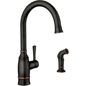 Moen Noell Mediterranean Bronze Single-Handle Kitchen Faucet with Side Sprayer, 87506BRB