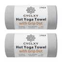 CYCLXY 2 Pack Hot Yoga Towel with Grip Dot，Stickyfiber Yoga Mat Towels Non Slip for Hot Yoga,Absorbent Microfiber Sweat Anti-Slip Cover,Bikram,Pilates,Exercise,Fitness
