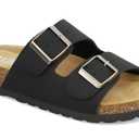 MIA Women's Ninah Double Strap Footbed Sandals, Black, Size 10