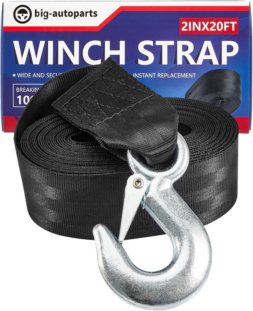 2 Inch by 20 Feet Trailer Winch Strap with Hook Heavy Duty Strap Replacement 10000 lbs Breaking Strength 3300 lbs Load Capacity for Boat,Jet Ski, Black, 1 Pack 2 Inch by 20 Feet Trailer Winch Strap with Hook Heavy Duty Strap Replacement 10000 lbs Breaking Strength 3300 lbs Load Capacity for Boat,Jet Ski, Black, 1 Pack