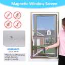 Magnetic Window Screen DIY Adjustable Window Mesh Screen Replacement Window Net Fits up to 32"x 23" White Frames with Fiberglass Mesh