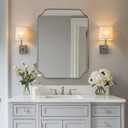 ANDY STAR Scalloped Bathroom Mirror, 24x32 Brushed Nickel Rectangle Mirror for Bathroom, Silver Bathroom Vanity Mirror, Unique Scalloped Edge Design, Rust-Proof Stainless Steel Frame
