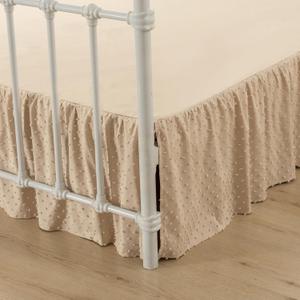 Tufted Dot Bed Skirt Full Size,Ruffled Bed Skirt with Split Corners, Full Bed Skirt 14 Inch Drop, Boho Full Size Bed Skirt Camel for Ruffled Bed Skirt with Split Corners, Bed Skirts Full Size