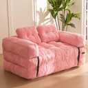 MAXYOYO Folding Sofa Bed, L-Shaped Convertible Sofa Bed with Armrest Foldable Sleeper Couch with Pillow, Portable Fold Out Chair Comfy Floor Couch Lounge for Living Room Bedroom, Pink, Double
